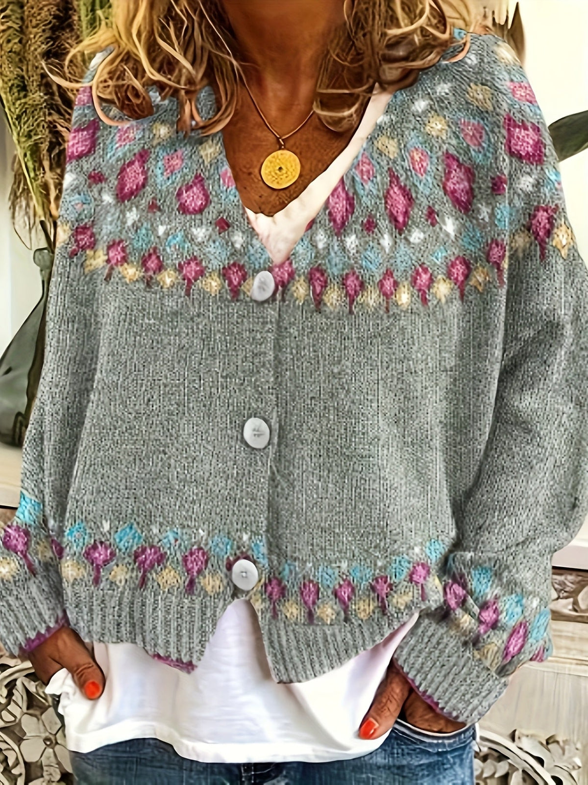 Angela | Elegant Isle Knit Cardigan