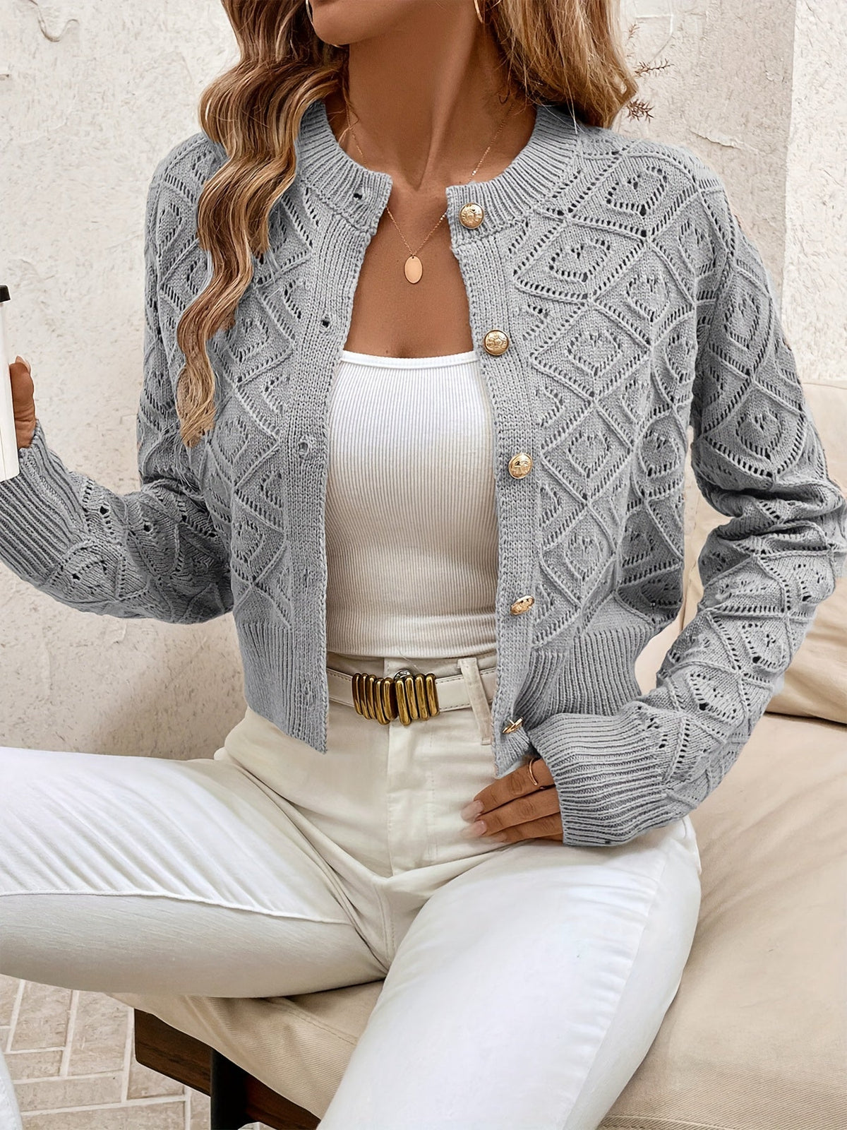 Danielle | Elegant Crochet Knit Cardigan