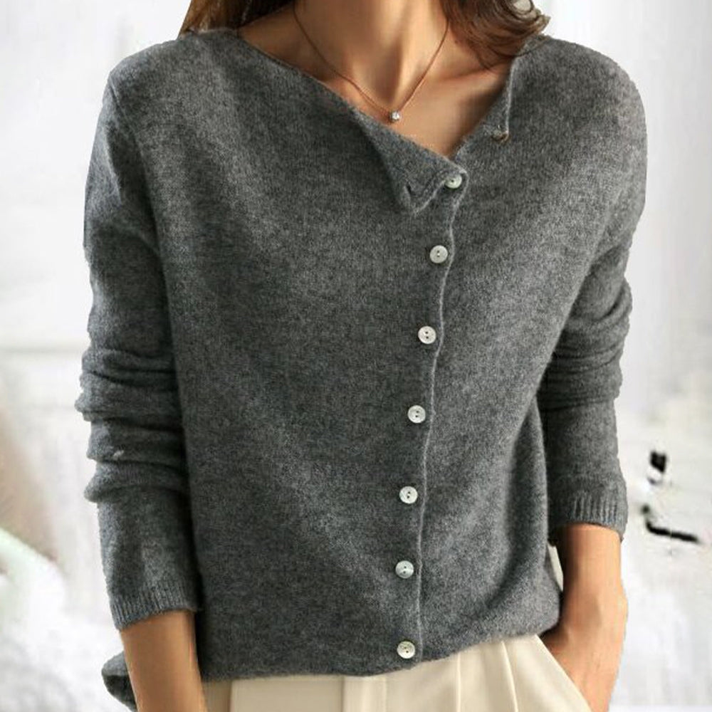 Angela | Elegant Asymmetric Button-Down Cardigan - Picela