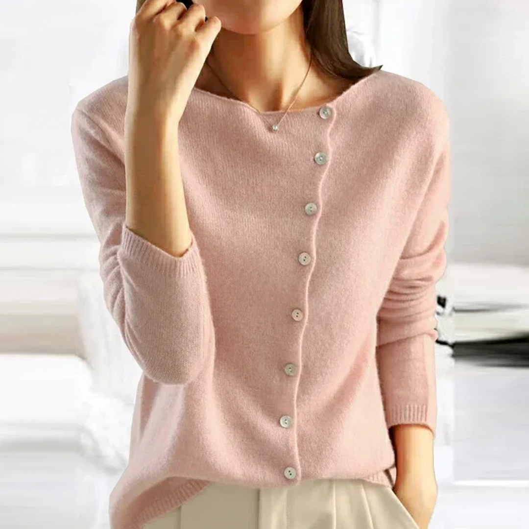 Angela | Elegant Asymmetric Button-Down Cardigan - Picela