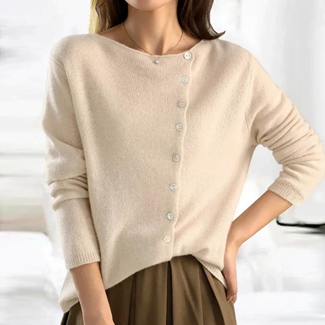 Angela | Elegant Asymmetric Button-Down Cardigan - Picela