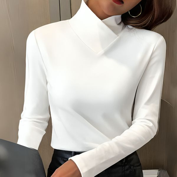 Christine | Elegant Asymmetric Collar Blouse - Picela