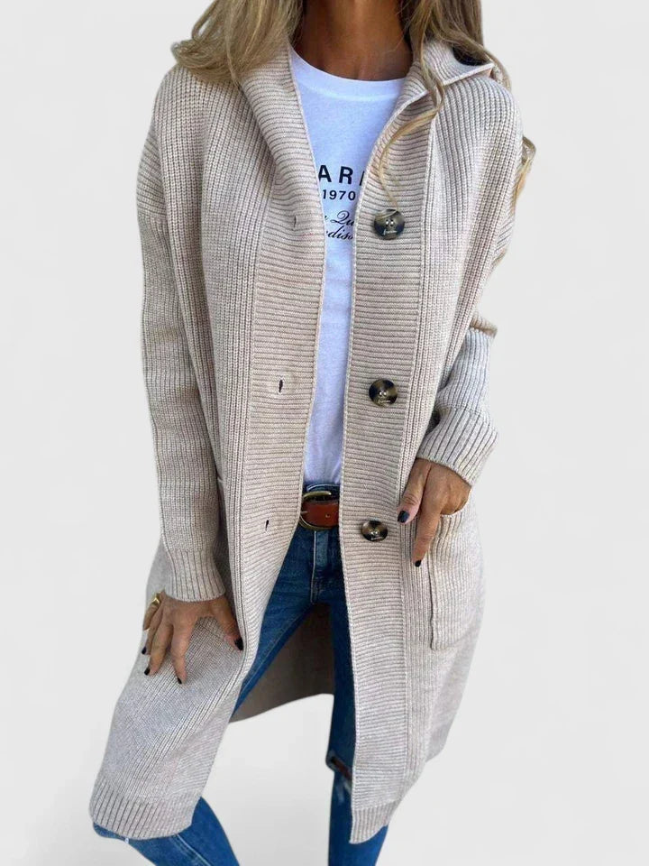 Elizabeth | Elegant Hooded Longline Cardigan - Picela