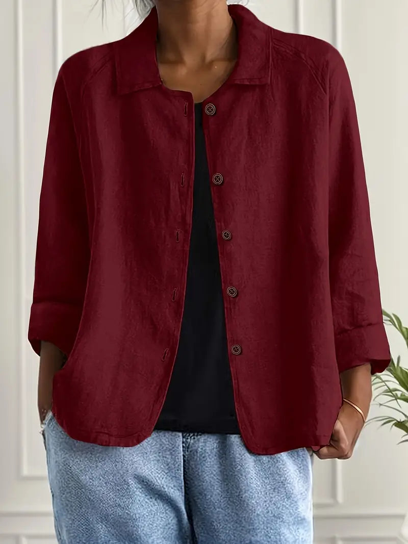 Elizabeth | Elegant Linen Button-Down Jacket - Picela