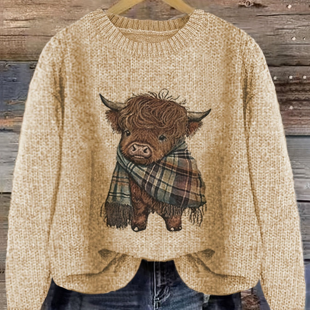 Gretchen | Stylish Highland Cow Sweater - Picela