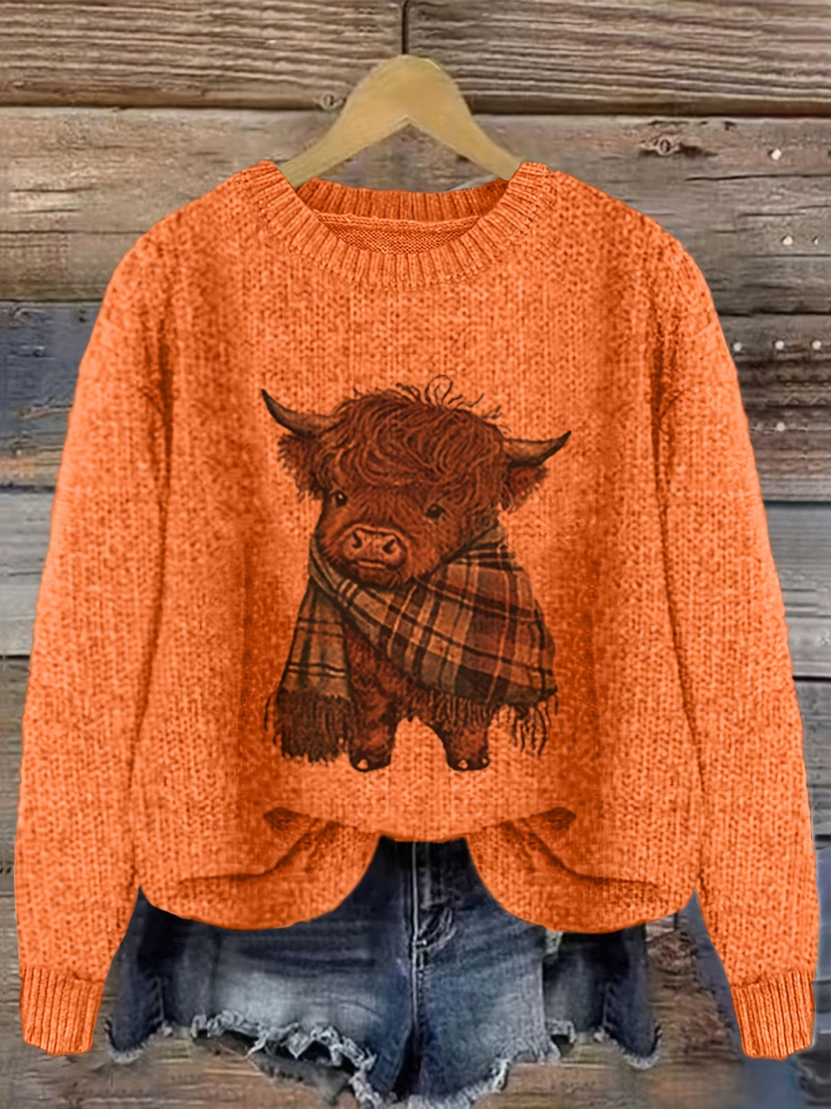 Gretchen | Stylish Highland Cow Sweater - Picela