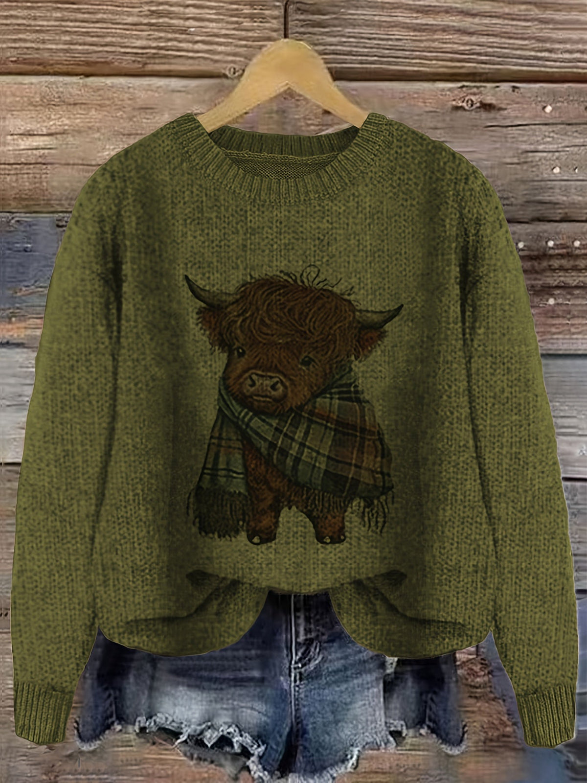 Gretchen | Stylish Highland Cow Sweater - Picela