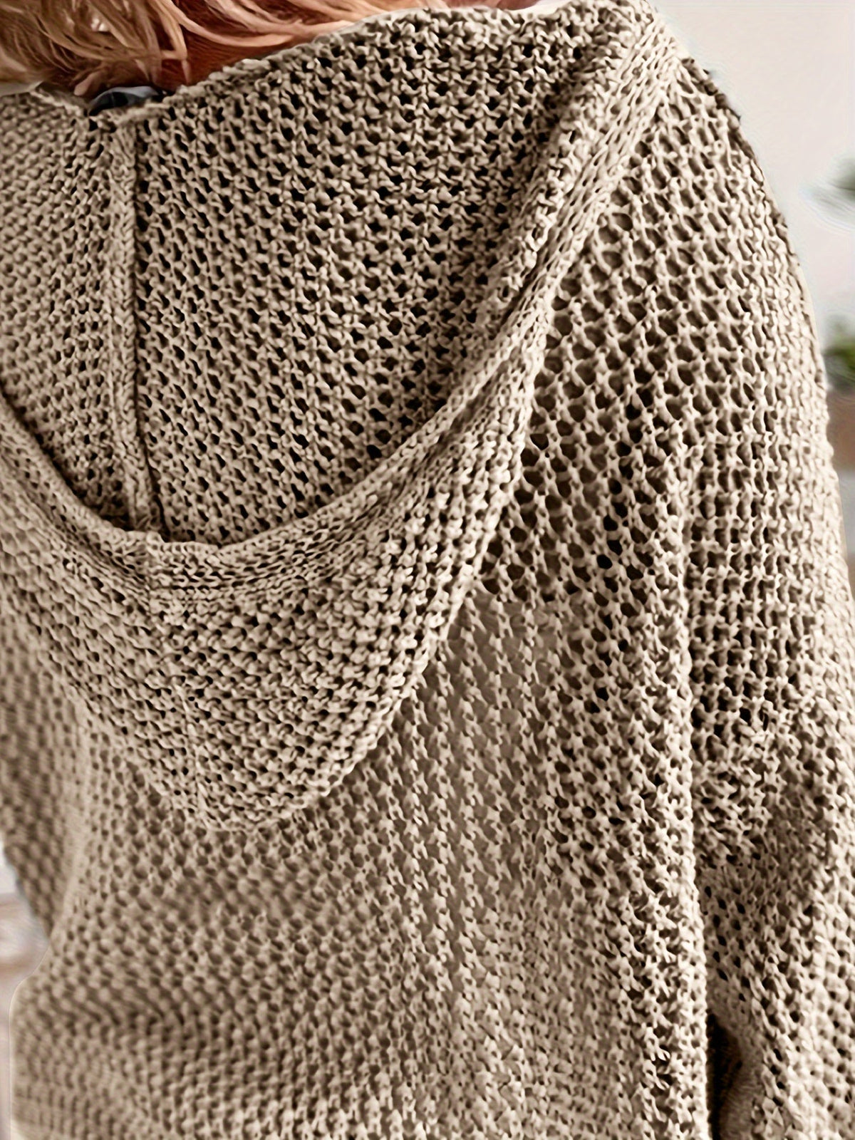 Jennifer | Elegant Open-Knit Hooded Sweater - Picela