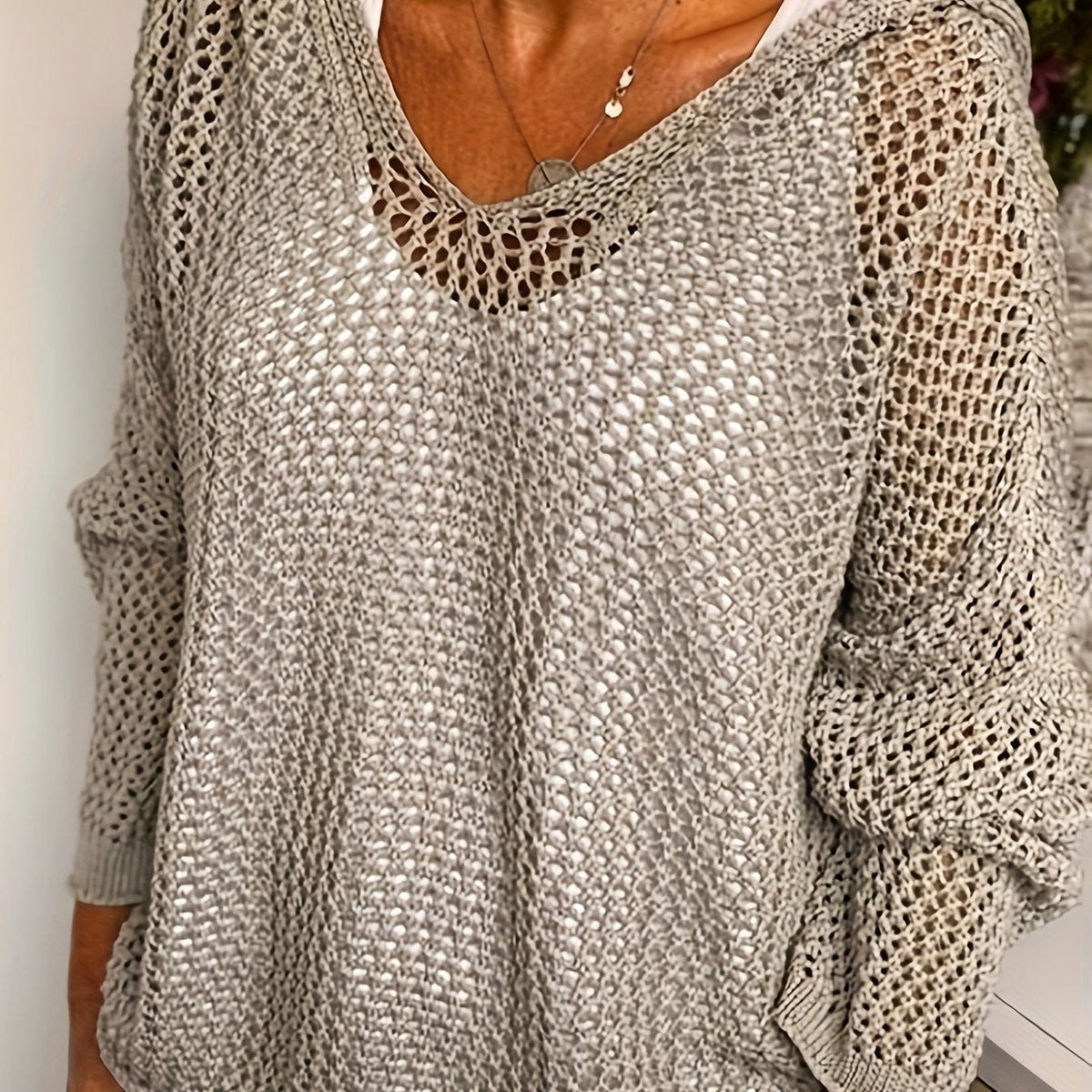 Jennifer | Elegant Open-Knit Hooded Sweater - Picela