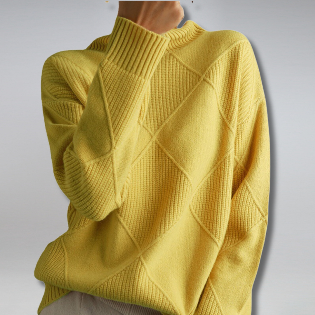 Kelly | Elegant Turtleneck Argyle Sweater - Picela