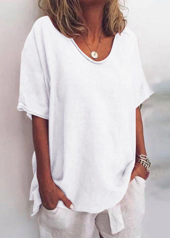 Lauren | Effortless Cotton V-Neck Blouse - Picela