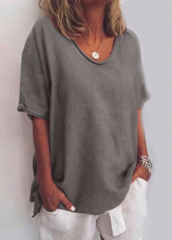 Lauren | Effortless Cotton V-Neck Blouse - Picela