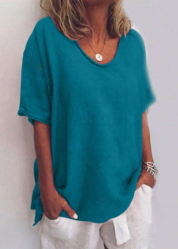 Lauren | Effortless Cotton V-Neck Blouse - Picela