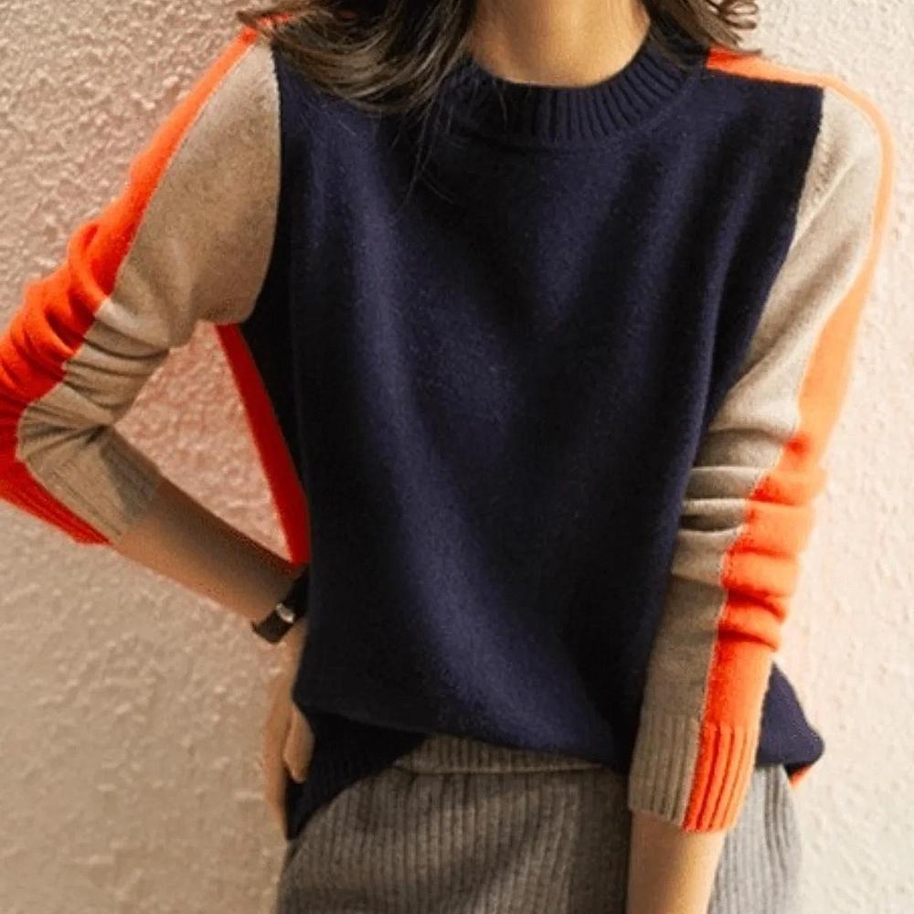 Lauren | Elegant Colorblock Crewneck Sweater - Picela