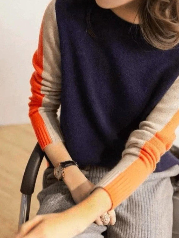 Lauren | Elegant Colorblock Crewneck Sweater - Picela