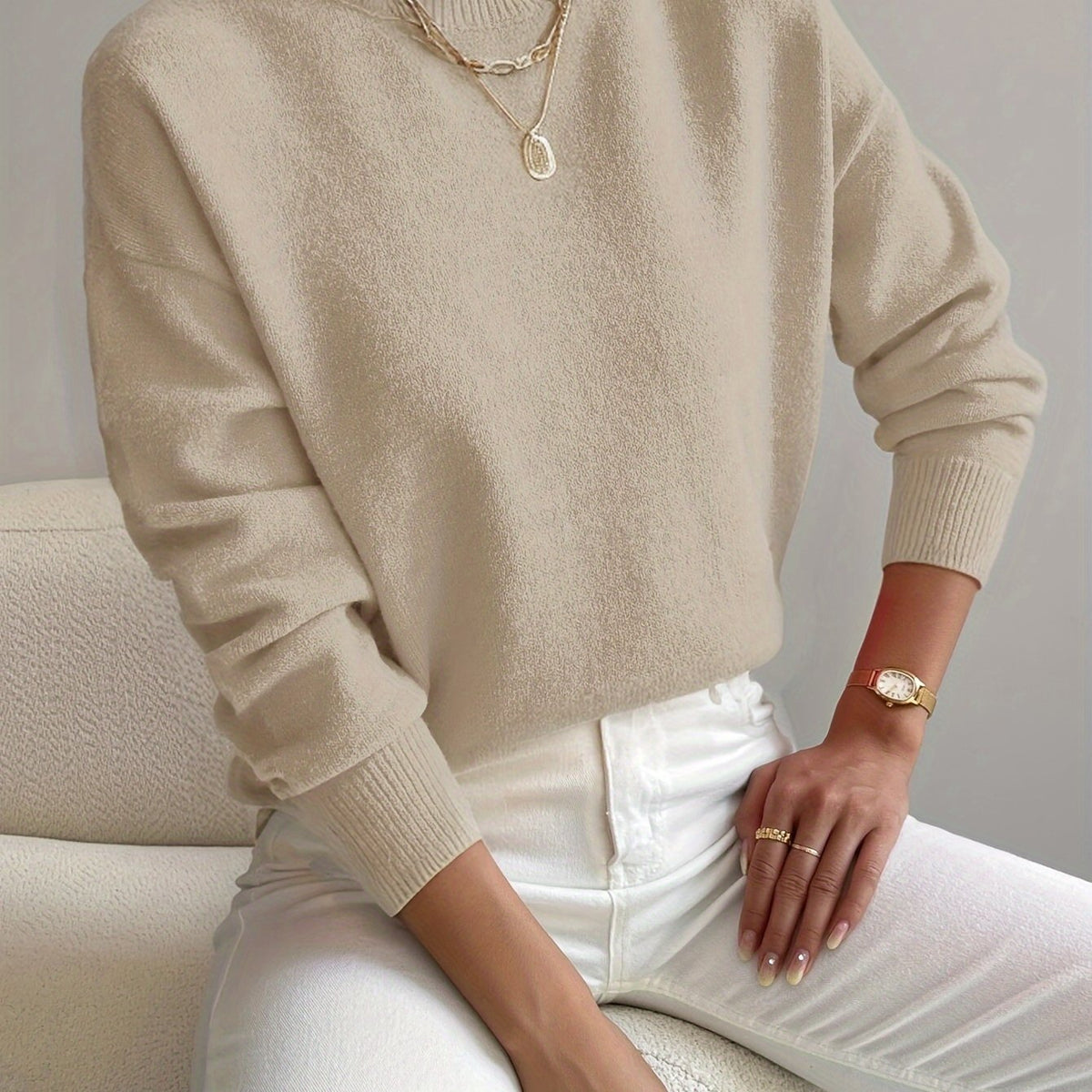 Melissa | Elegant Neck Knit Sweater - Picela