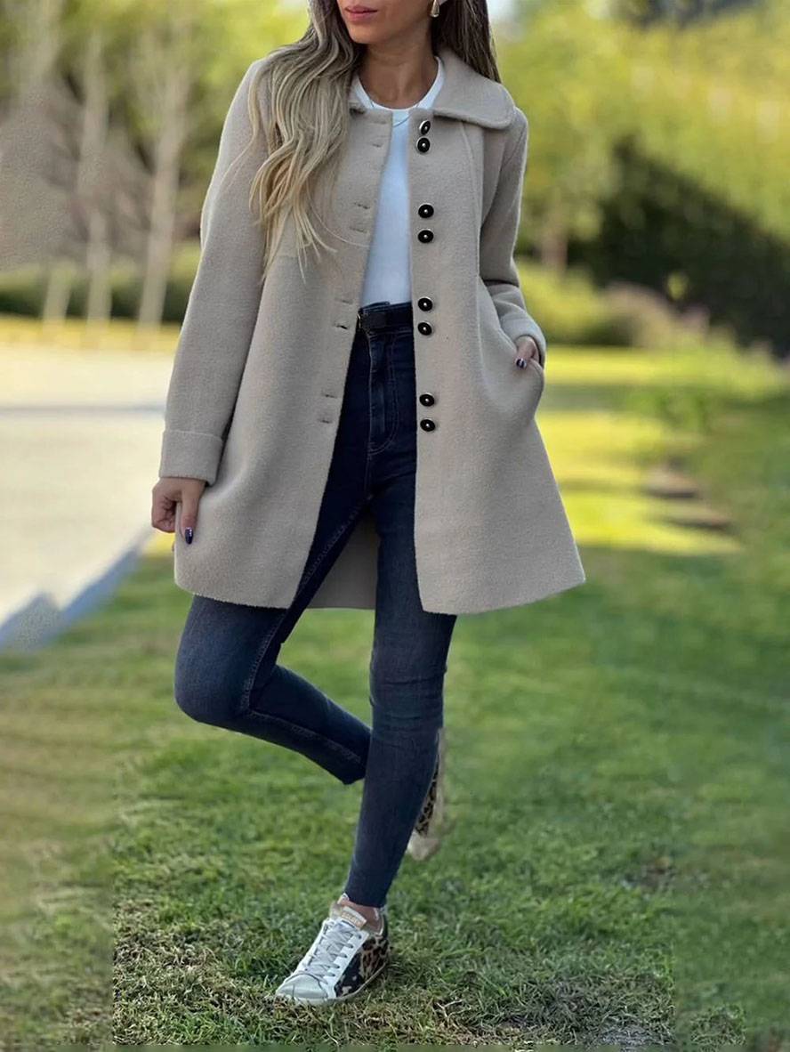 Melissa | Elegant Wool Button-Front Coat - Picela