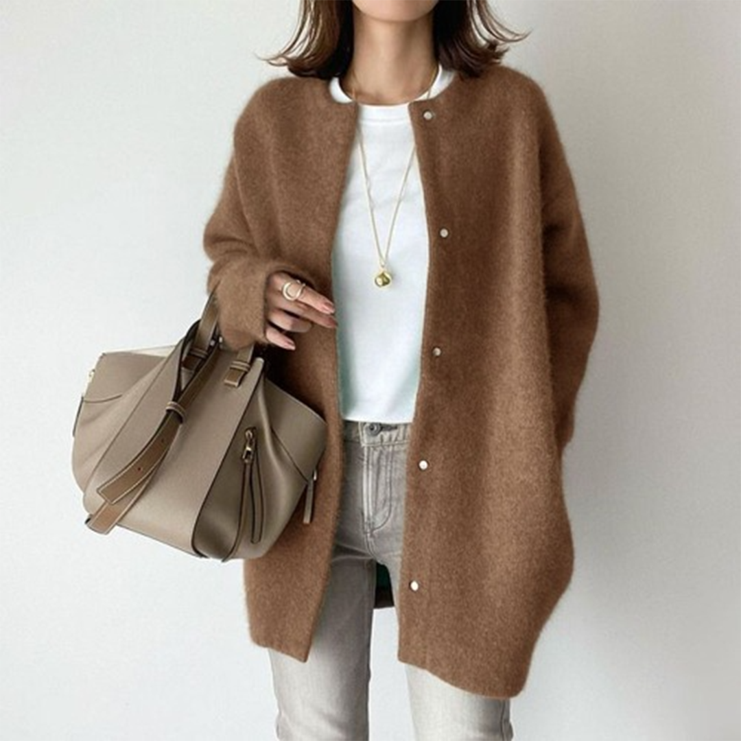 Nicole | Cozy Oversized Snap-Button Cardigan - Picela