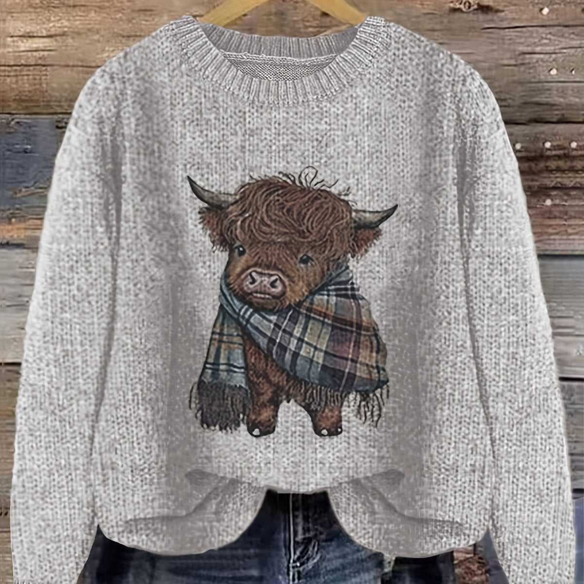 Nicole | Elegant Cow Knit Sweater - Picela