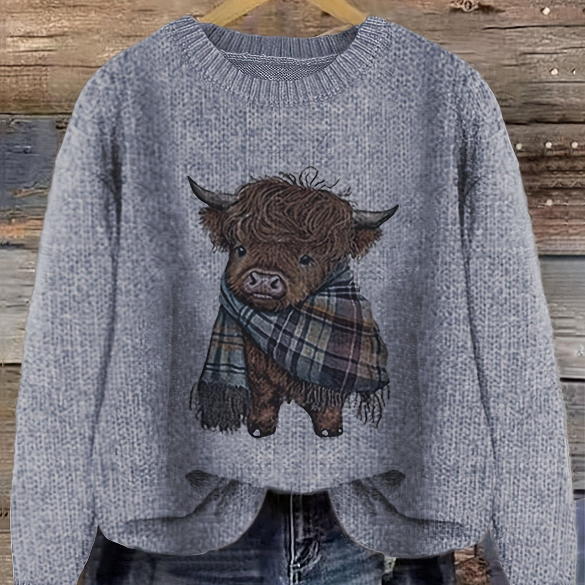 Nicole | Elegant Cow Knit Sweater - Picela