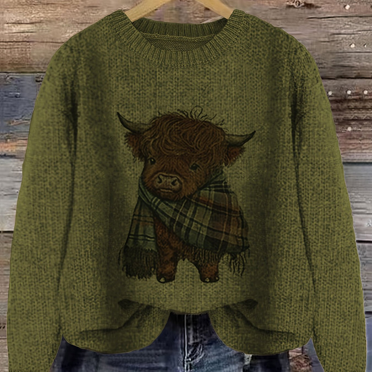 Nicole | Elegant Cow Knit Sweater - Picela
