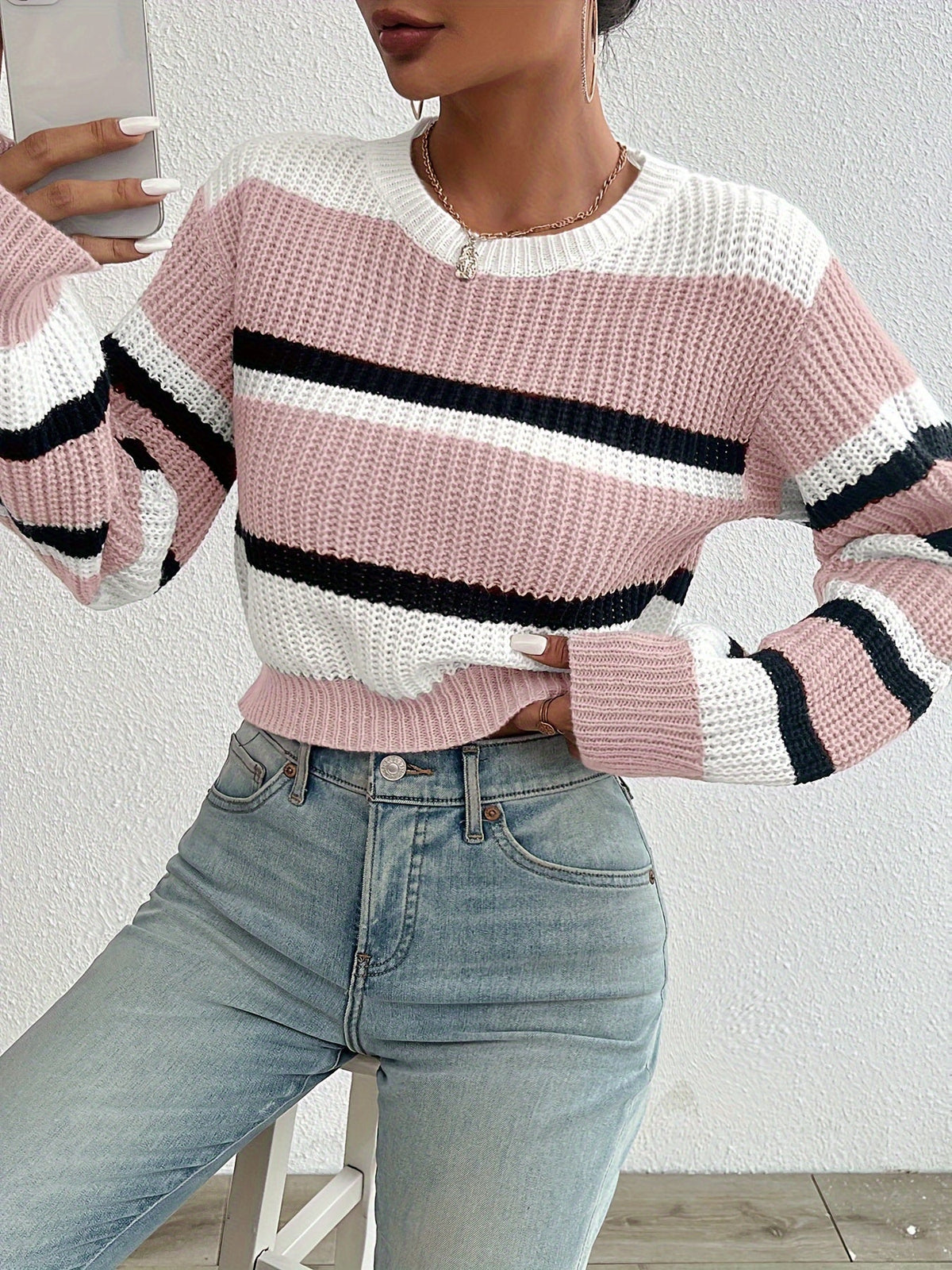 Rachel | Stylish Colorblock Striped Sweater - Picela