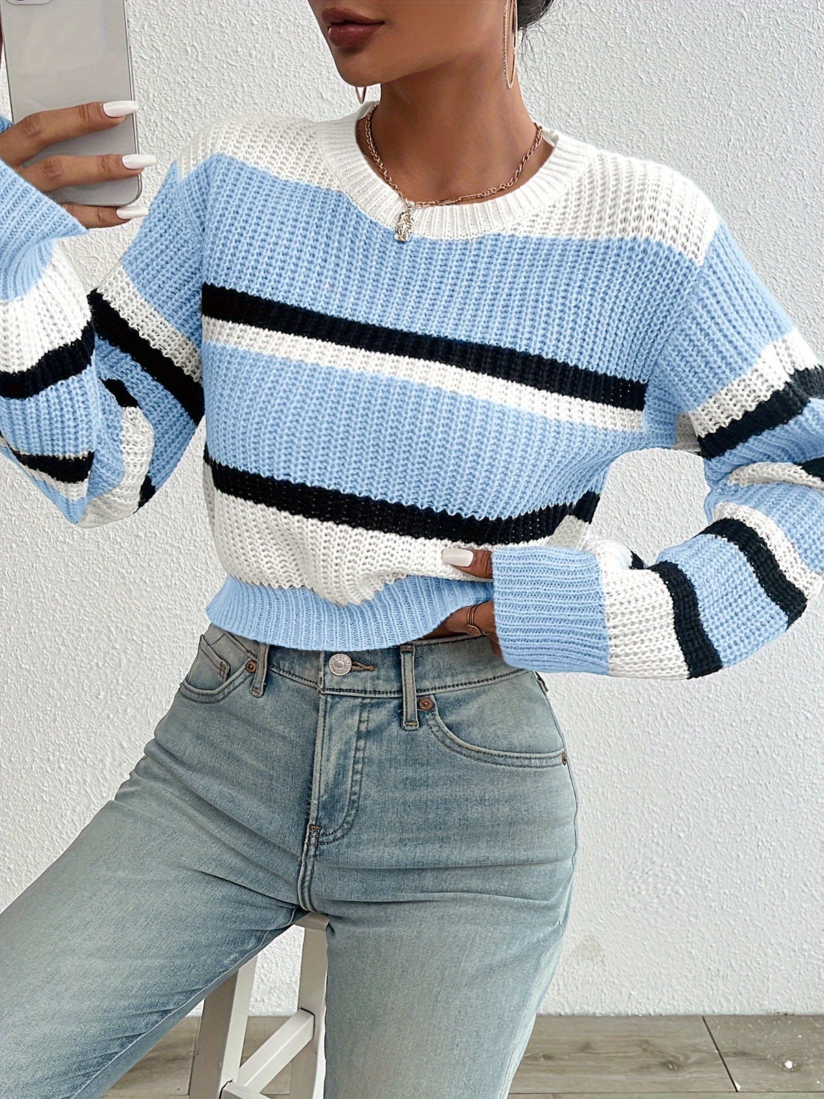 Rachel | Stylish Colorblock Striped Sweater - Picela