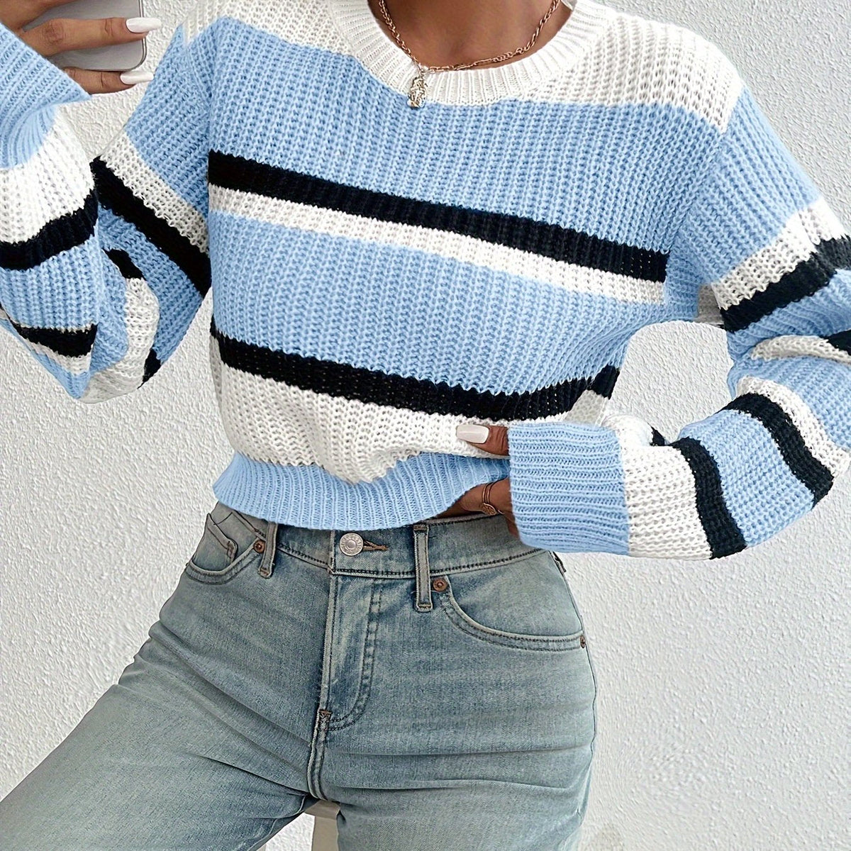 Rachel | Stylish Colorblock Striped Sweater - Picela