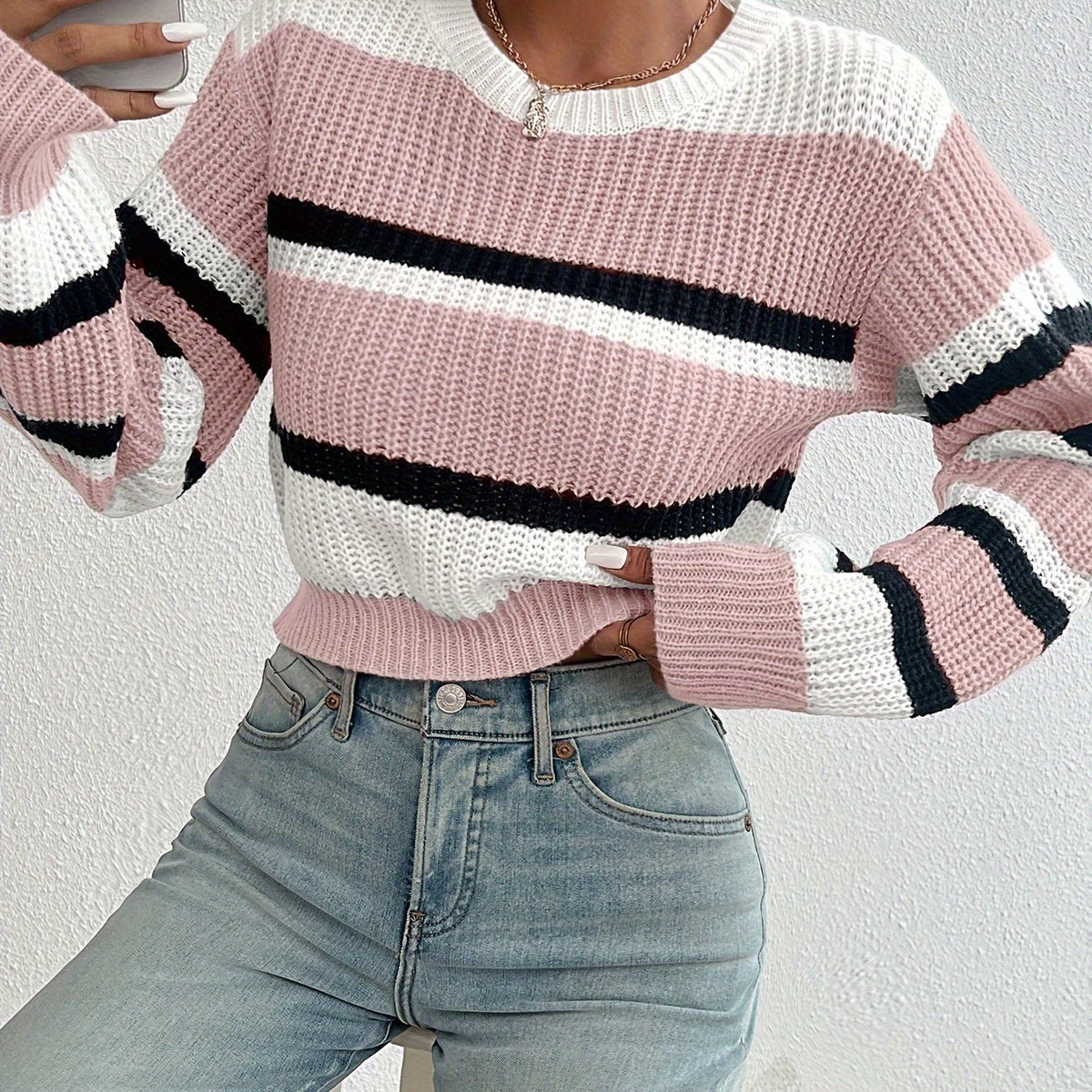 Rachel | Stylish Colorblock Striped Sweater - Picela
