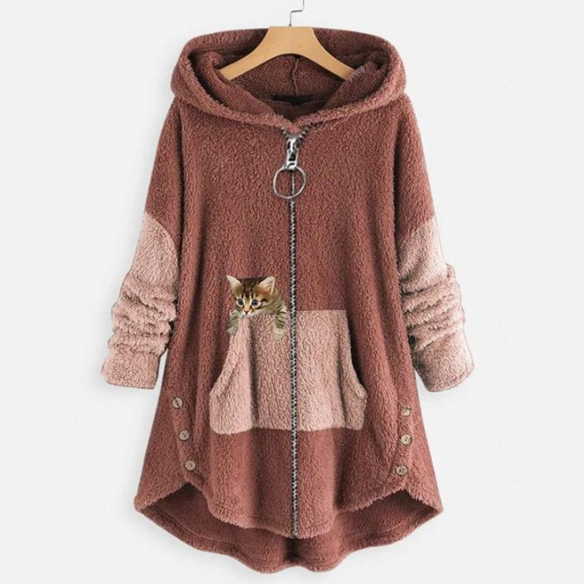 Stephanie | Cozy Fleece Hooded Cardigan - Picela
