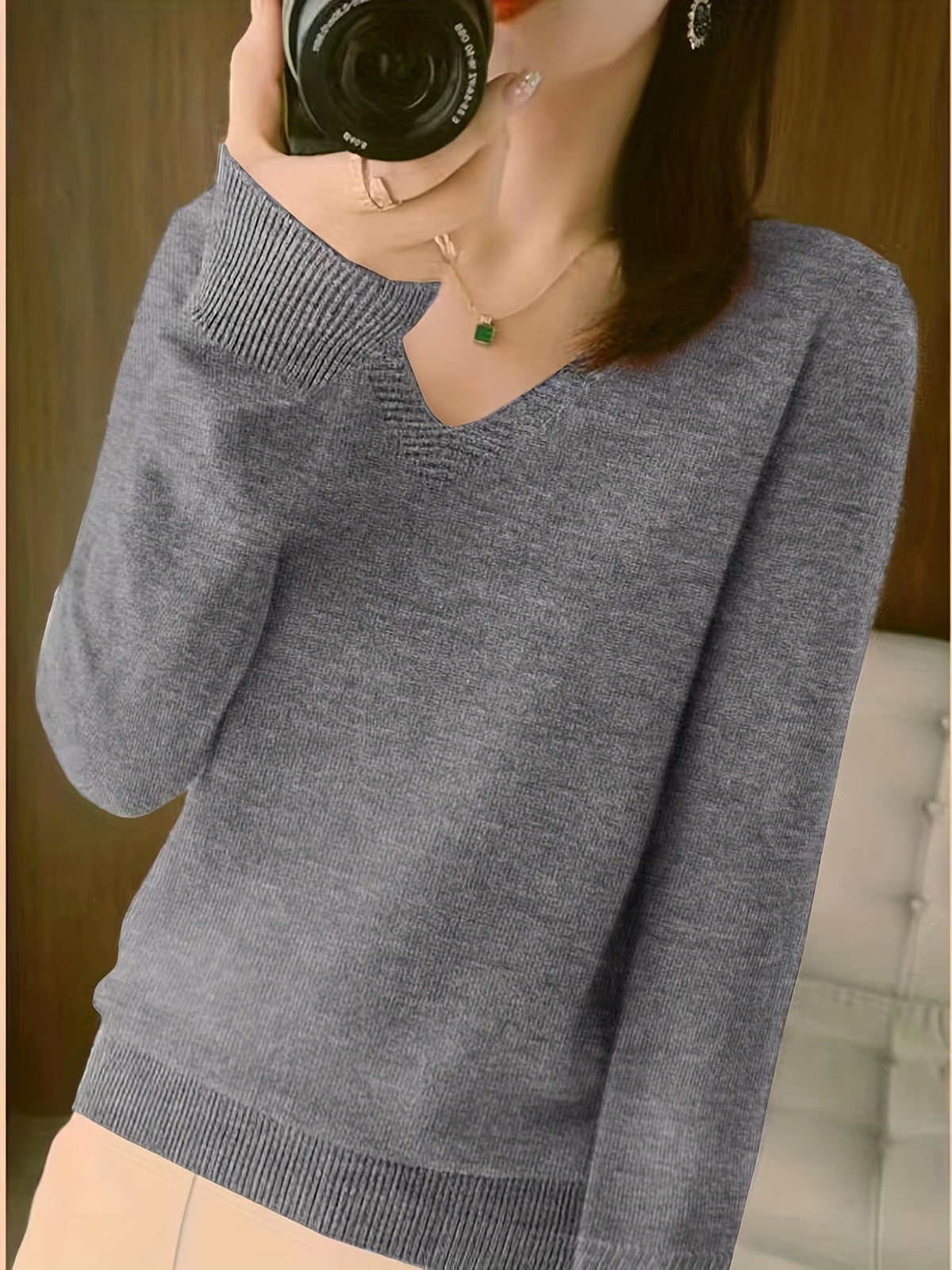 Vanessa | Elegant V-Neck Knit Sweater - Picela