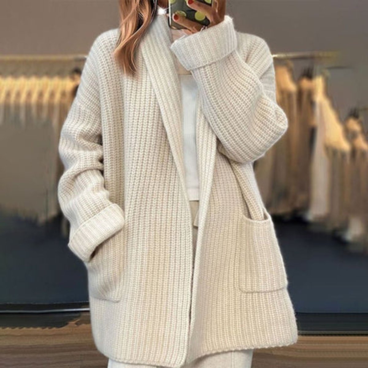 Evelyn | Elegant Ribbed Knit Cardigan