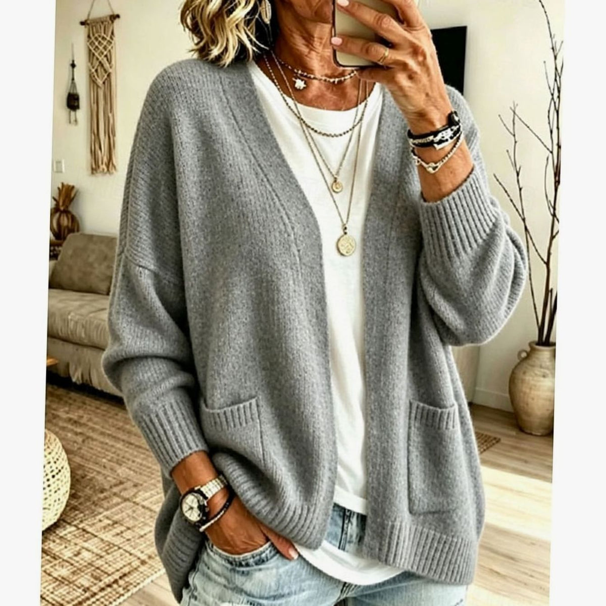 Danielle | Elegant Oversized Pocket Cardigan
