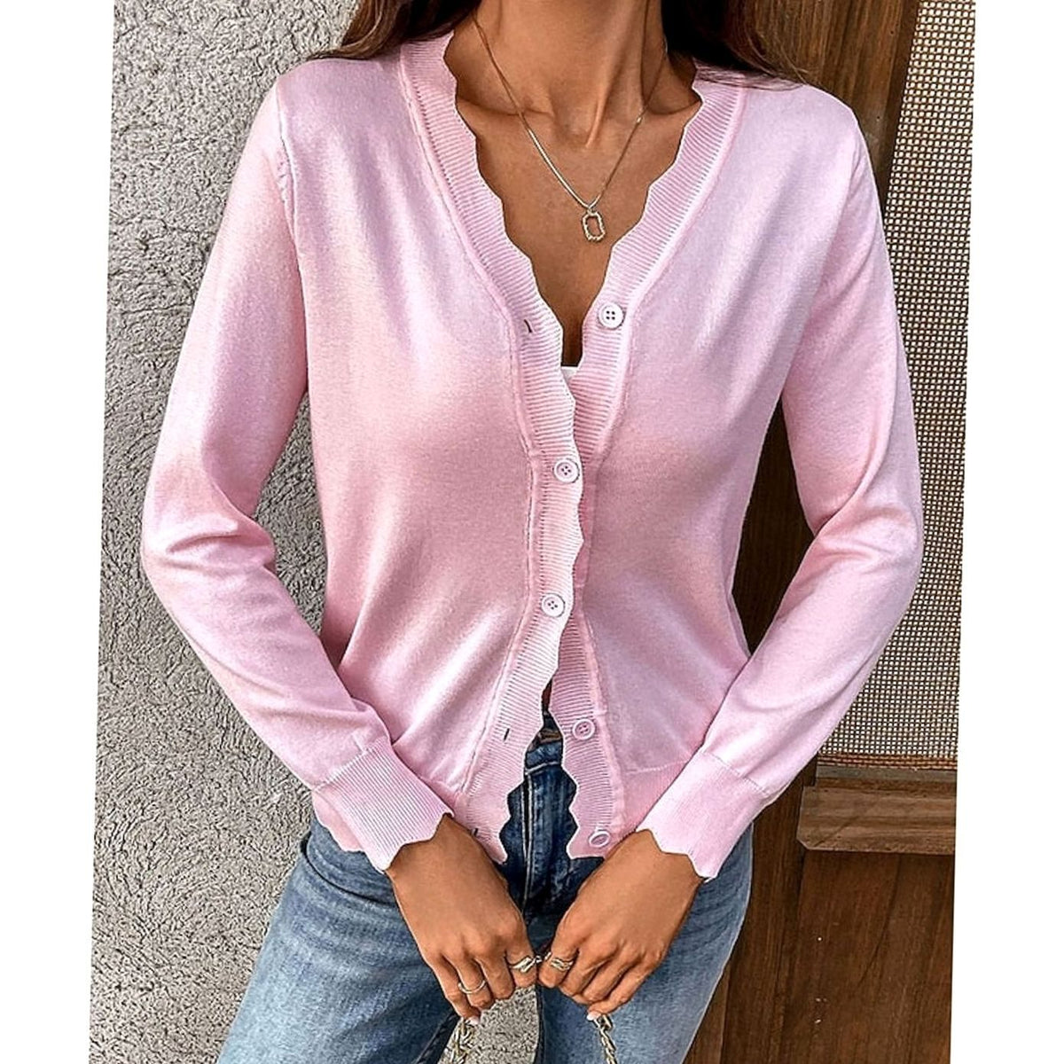 Kimberly | Elegant Scalloped-Edge Knit Cardigan