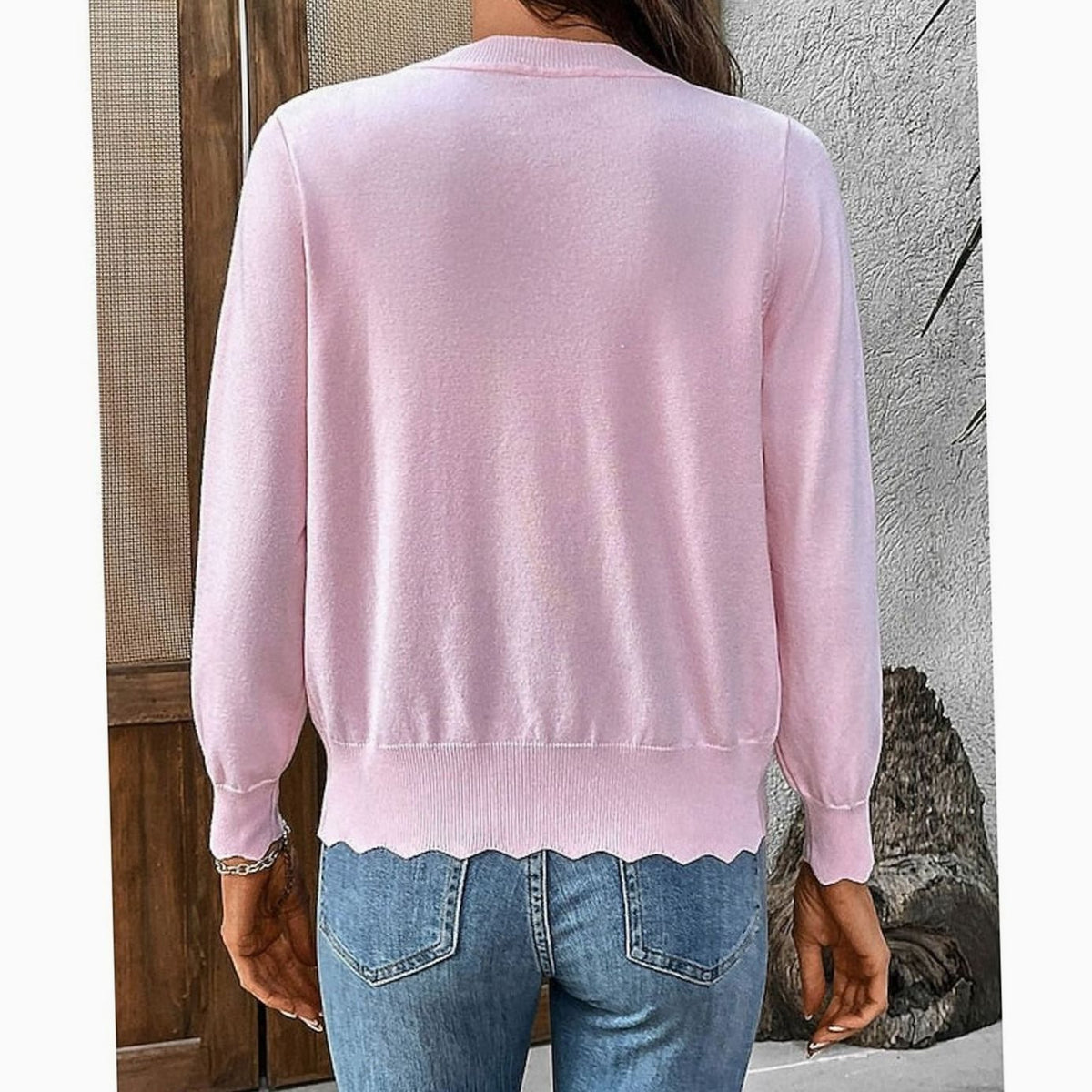 Kimberly | Elegant Scalloped-Edge Knit Cardigan