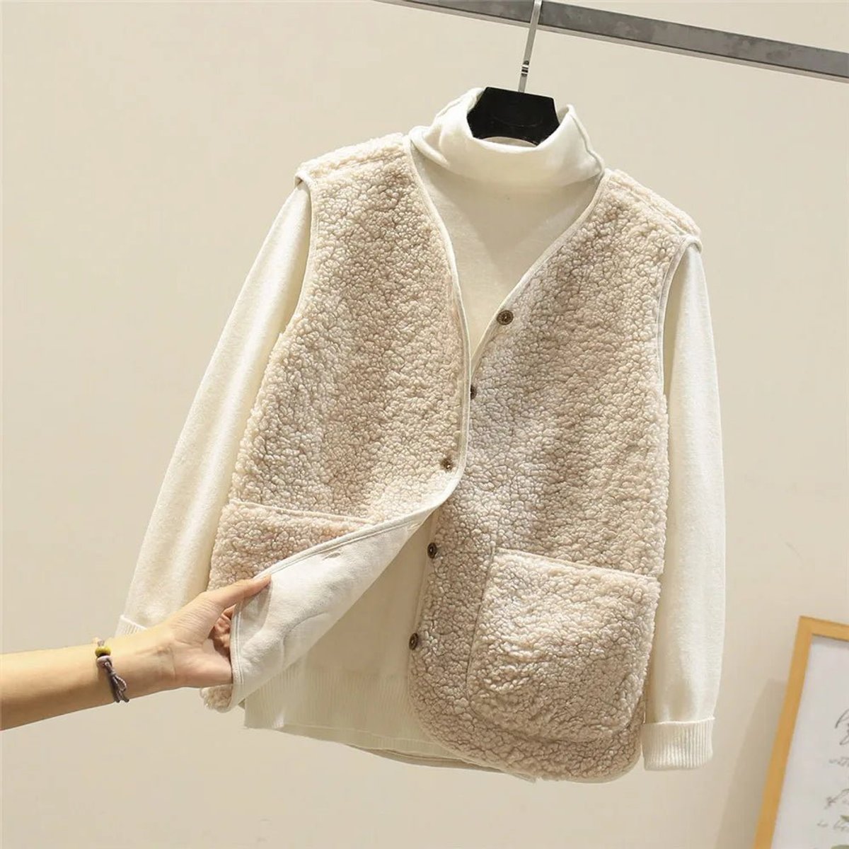 Danielle | Cozy Sherpa Button-Front Vest