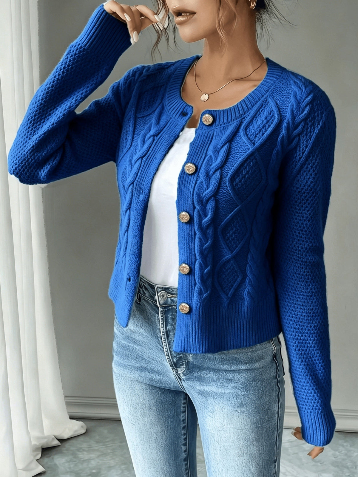 Jessica | Elegant Cable-Knit Button Cardigan