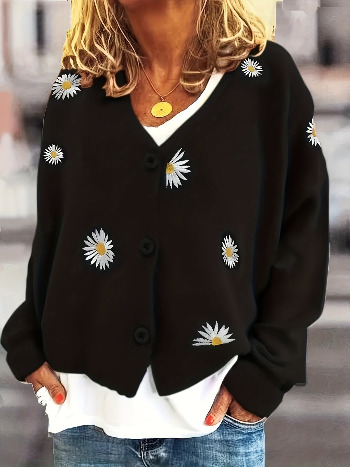 Melissa | Feminine Daisy Embroidered Cardigan