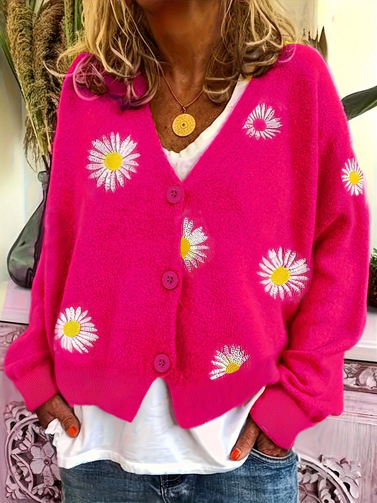 Melissa | Feminine Daisy Embroidered Cardigan