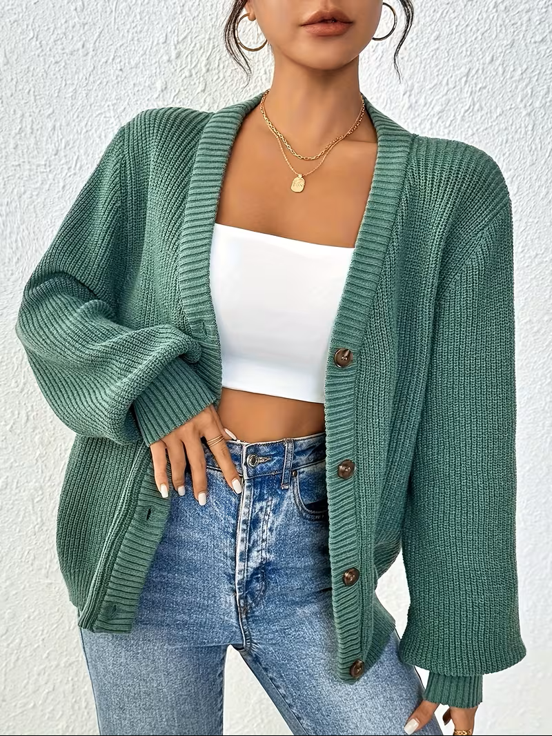 Christina | Elegant Ribbed Button-Front Cardigan