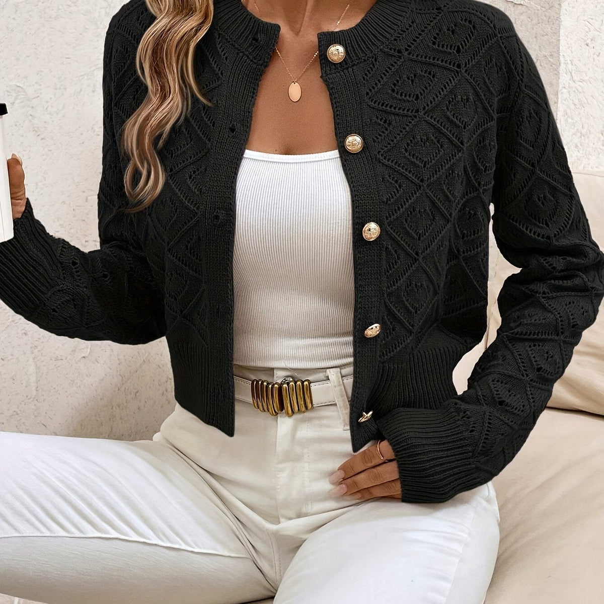 Danielle | Elegant Crochet Knit Cardigan
