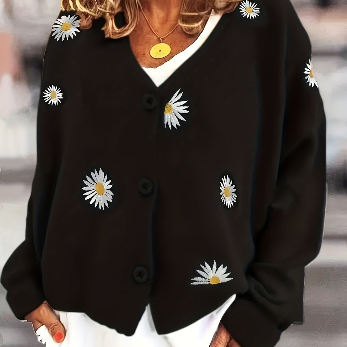 Melissa | Feminine Daisy Embroidered Cardigan