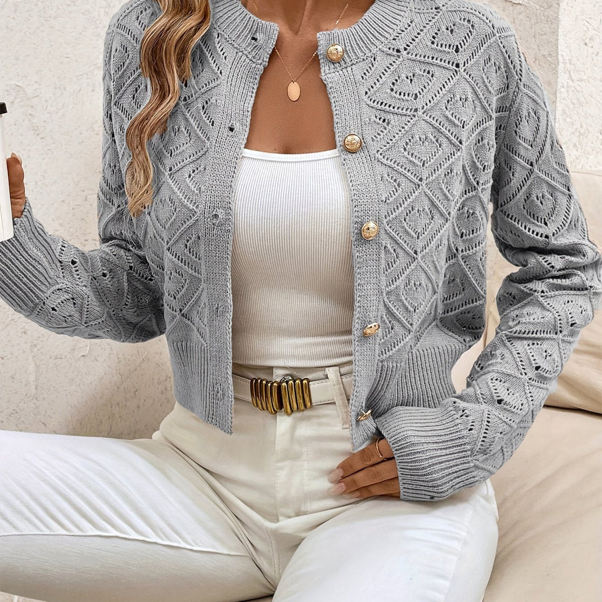 Danielle | Elegant Crochet Knit Cardigan