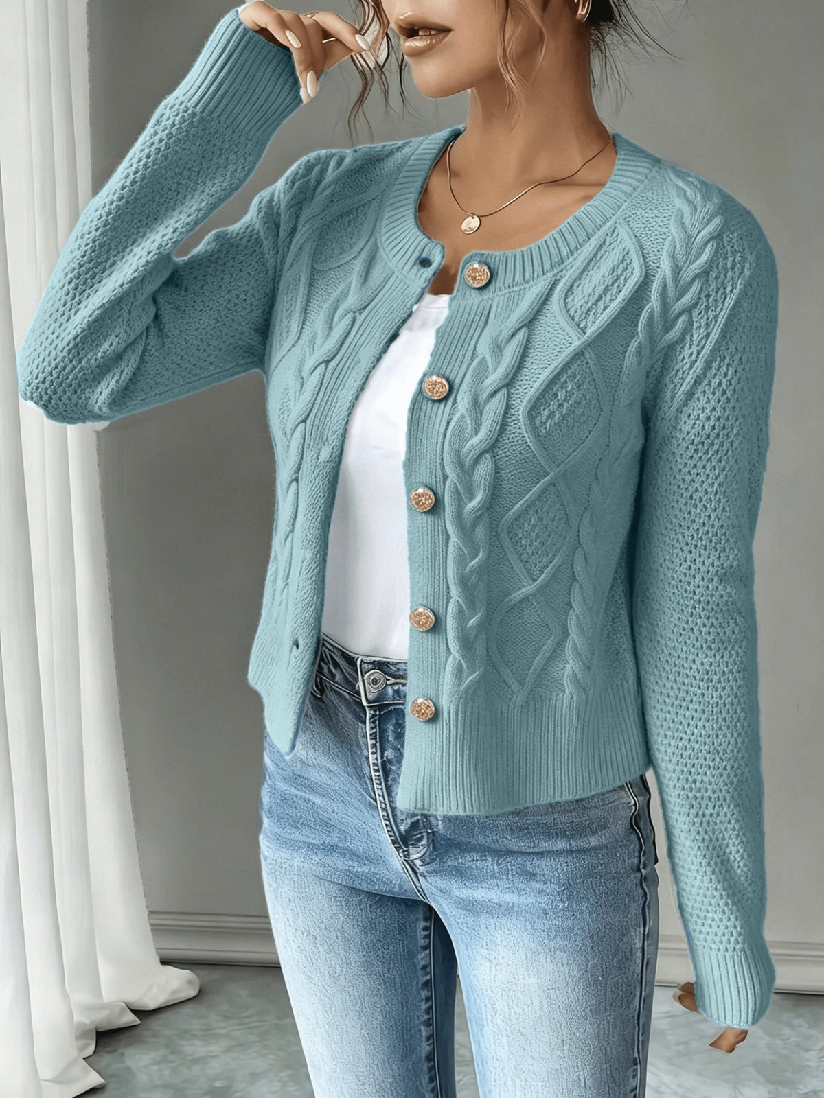 Jessica | Elegant Cable-Knit Button Cardigan