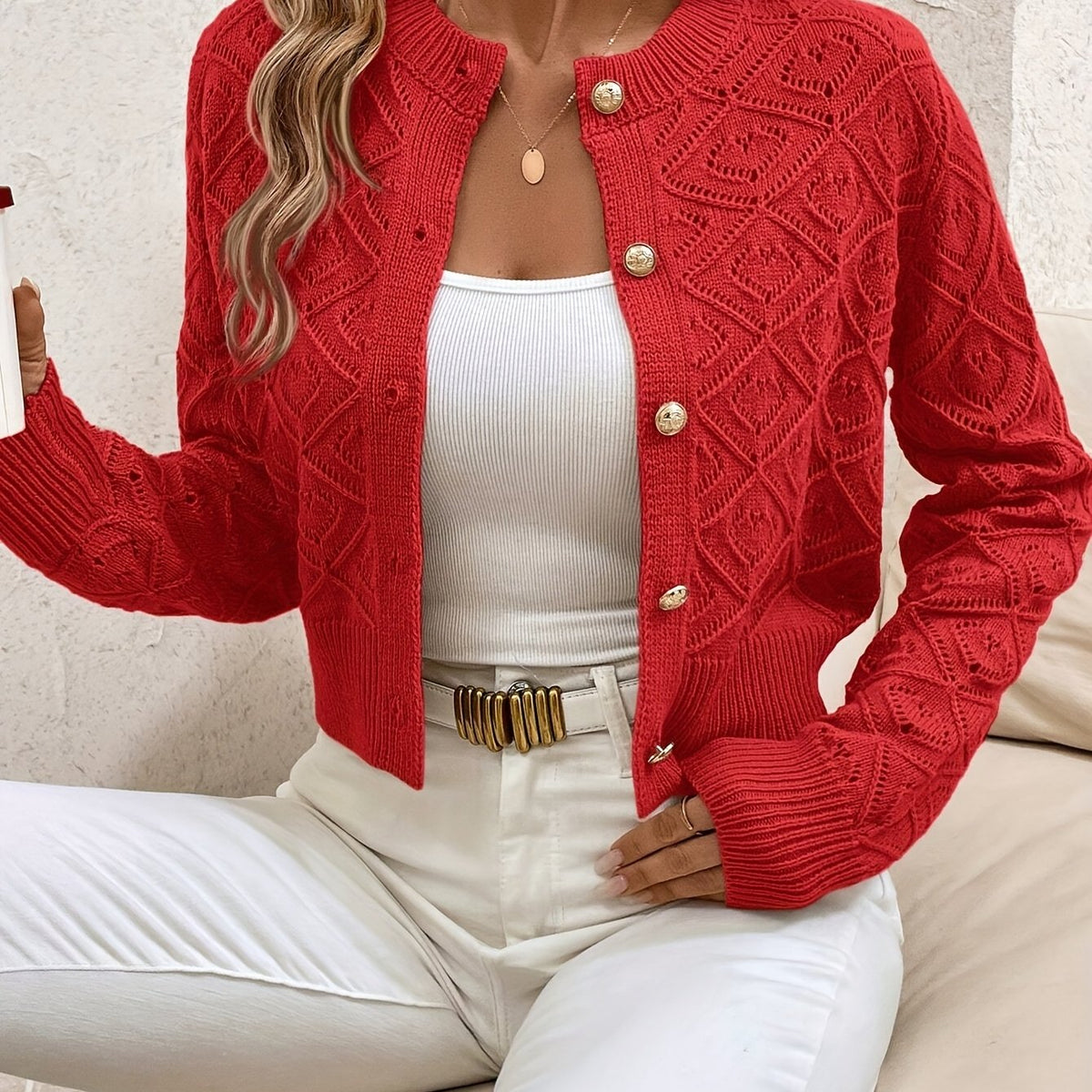 Danielle | Elegant Crochet Knit Cardigan