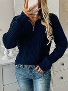 Amanda | Elegant Cable-Knit Half-Zip Sweater - Picela