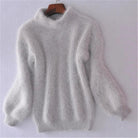 Amanda | Elegant Fuzzy Mock-Neck Sweater - Picela