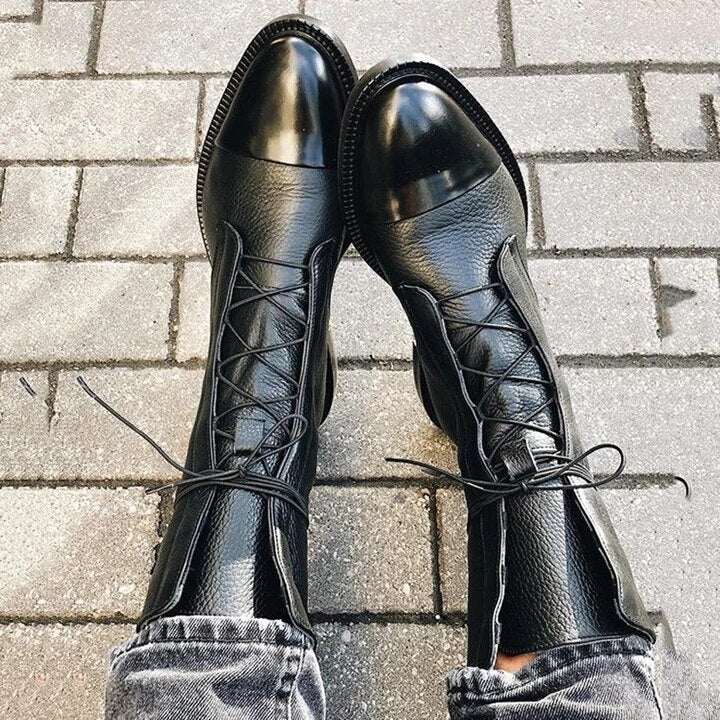 Amanda | Elegant Leather Lace-Up Boots - Picela