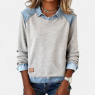 Amber | Stylish Denim Colorblock Sweater - Picela