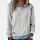 Amber | Stylish Denim Colorblock Sweater - Picela